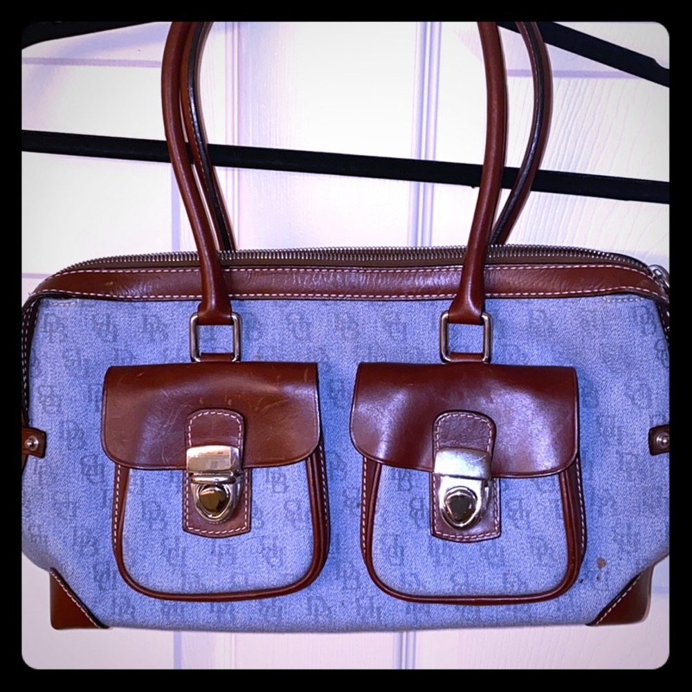 Dooney & Bourke Denim and Brown Leather Purse